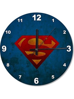Lusenne Duvar Saati: Superman Logo Ahşap , 30 cm Çap, Güçlü ve Şık Tasarım