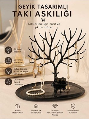 Lusenne Makyaj & Takı Organizeri: Geyik Figürlü Takı Askılığı - Çok Amaçlı ve Dekoratif Saklama