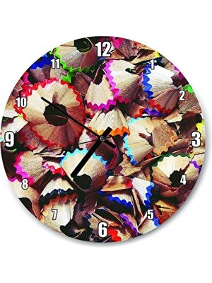 Lusenne Duvar Saati: Boyalı Kalem Artıkları Temalı 30X30 cm
