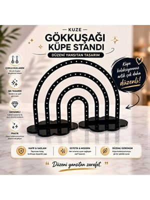 Lusenne Makyaj & Takı Organizeri: Renkli Gökkuşaklı Takı ve Küpe Standı, Şık ve Kullanışlı Tasarım