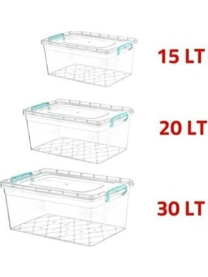 Lusenne Sepet: Kilitli Plastik Saklama Kutusu Seti - 3'lü ve Farklı Hacimler