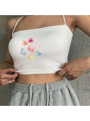 Touz Ocean Beyaz Ip Askılı Büstiyer Crop