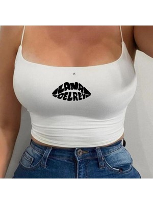 Touz Lana Del Rey Beyaz Ip Askılı Büstiyer Crop