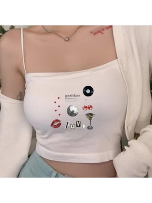 Touz Good Days Beyaz Ip Askılı Büstiyer Crop