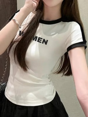 Touz Women Baskılı Double Stripe Bluz Body Crop