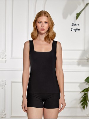 Intive Lingerie Berrak %85 Pamuklu Kalın Askılı Kare Yaka Lazer Kesim Kadın Atlet