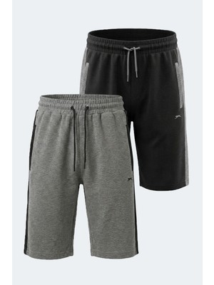 Slazenger Nando 2 Li Set Erkek  Siyah - Koyu Gri Şort