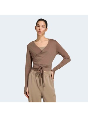 Adidas Studio Soft Ballet Wrap Kadın Kahverengi Üst (KY1960)