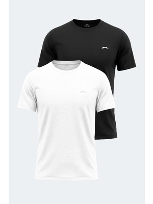 Slazenger Haunted 2 Li Set Erkek  Beyaz - Siyah Tişört