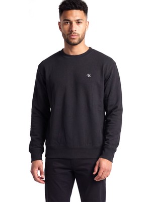 Calvin Klein Erkek Normal Kalıp Pamuklu Ck Logo Imzalı Uzun Kollu Siyah Sweatshirt LV04RG257G-UB1