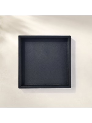 Qua Home Rita Dekoratif Deri Tepsi Siyah 22X22X2,5 cm