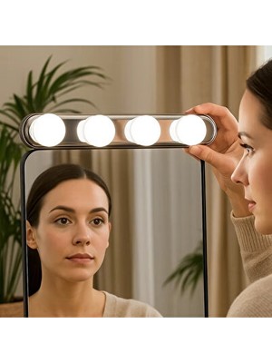 Lusenne Masa ve Gece Lambası: Taşınabilir Makyaj ve Banyo Işığı, 4 LED Ampul ile Parlaklık Sağlar