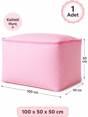 Arkhelais Yorgan Hurcu - Yastık Hurcu - Battal Boy Hurç - Döşek Hurcu - Pembe Renk - 100X50X50 cm