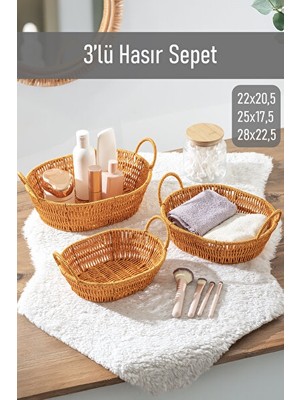 Lusenne Sepet: Oval Kendinden Kulplu Hasır Ev Düzenleyici Seti