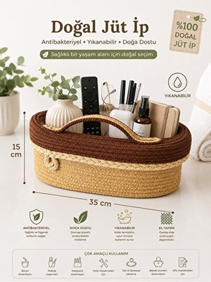 Lusenne Sepet: Doğal Jüt Çok Amaçlı Organizer , 35X15 cm Boyutunda