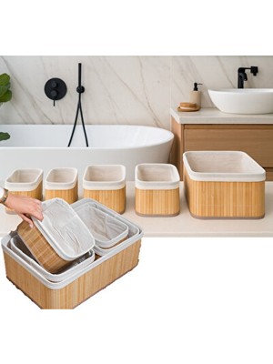 Lusenne Sepet: 5'li Bambu Hasır , Banyo ve Saklama Için Çok Yönlü
