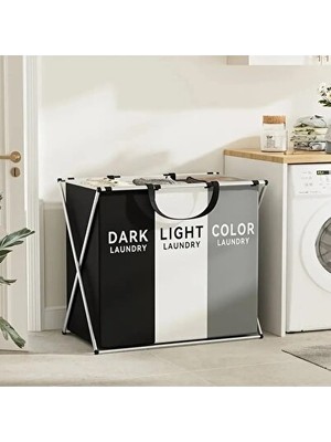 Lusenne Çamaşır Sepeti: 3 Bölmeli Katlanabilir Banyo Sepeti, Pinterest Stil, Dayanıklı
