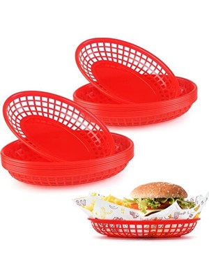 Lusenne Sepet: 10’lu Plastik Hamburger Servis Sepetleri, Pratik ve Şık Sunum