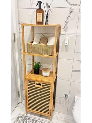 Lusenne Çamaşır Sepeti: Bambu 3 Raflı Çok Amaçlı Banyo Düzenleyici - ve Organizer