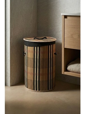 Lusenne Çamaşır Sepeti: Nordic Yuvarlak Bambu Sepet - 50 cm Genişlikte Modern Tasarım