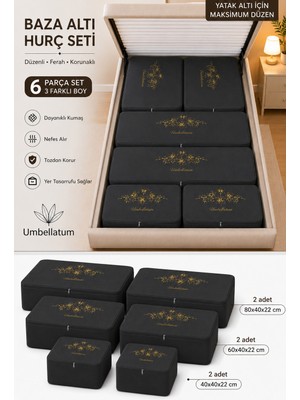 Umbellatum 6 Parça Hurç Seti Baza Altı Düzenleyici Yorgan Battaniye Saklama Çantası Organizer Set