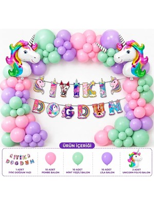 Çavuş E-Ticaret Unicorn Konseptli Temalı Doğum Günü Parti Balon Seti
