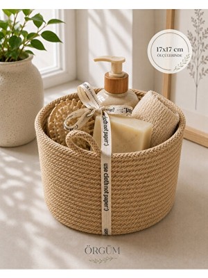 Lusenne Sepet: Hasır Görünümlü El Işi Organizer, 17X17 Cm, Dekoratif ve Fonksiyonel