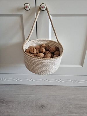 Lusenne Sepet: Dekoratif Ekru Renk Askı ve Düzenleyici - 20X10 cm