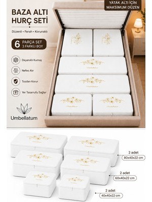 Umbellatum 6 Parça Hurç Seti Baza Altı Düzenleyici Yorgan Battaniye Saklama Çantası Organizer Set