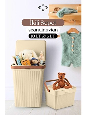 Lusenne Çamaşır Sepeti: Modern Ikili Seti, Kapaklı ve Kulplu Tasarım