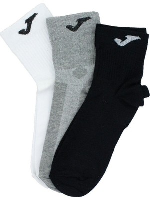 Joma 9212074 3'lü Spor Çorap Unisex - Beyaz/gri/siyah