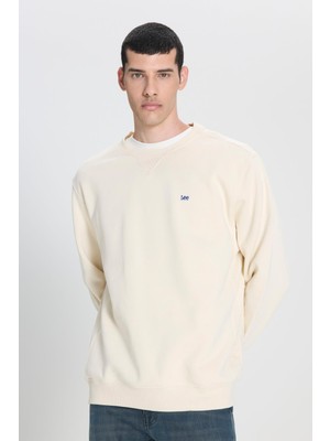 Lee L81Iry 102 Off Whıte Erkek Bısıklet Yaka Sweatshırt