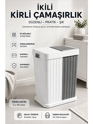 Lusenne Çamaşır Sepeti: Iki Bölmeli Kirli , Düzenli Saklama Çözümü