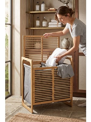 Lusenne Çamaşır Sepeti: Modern Doğal Bambu - 70 Litre Gözlü ve Şık Tasarım