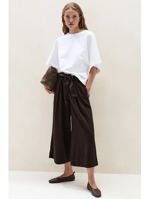 The White Company Kemerli Geniş Paça Crop Kadın Pantolon