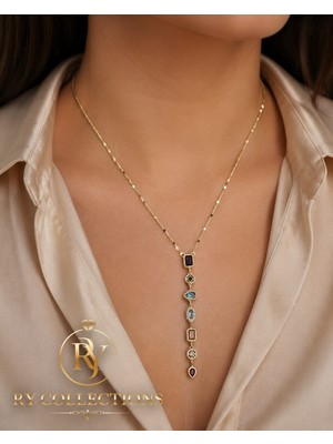 Ry Collections Gold Zirkon Taşlı Chakra Çelik Y Kolye