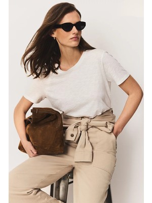 The White Company Organik Pamuk Bisiklet Yaka Kadın Tişört