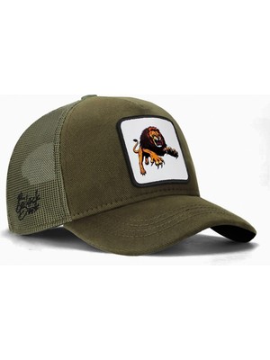 BlackBörk Kids Aslan Logolu Haki Çocuk Trucker Şapka