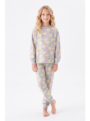 Modanino Kız Çocuk %100 Pamuk ve Baskılı Pijama Takımı 3-13 Yaş 12738IS