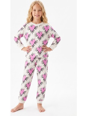 Modanino Kız Çocuk %100 Pamuk ve Baskılı Pijama Takımı 3-13 Yaş 12738IS