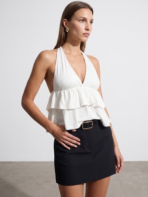 Dilvin 33017 Lyocell Halter Top-Ekru