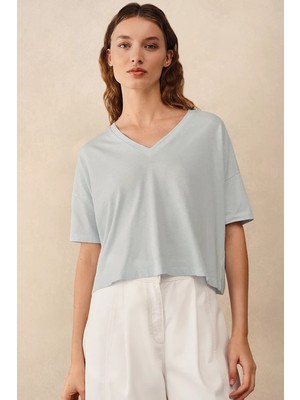 The White Company Organik Pamuk Keten Karışımlı Kadın Tişört