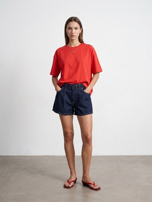 Dilvin 31017 %100 Pamuk Basic T-Shirt-Kırmızı