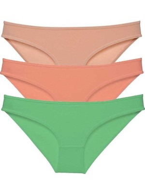 Royaleks 3 Adet Süper Eko Set Likralı Kadın Slip Külot Ten Pudra Yeşil