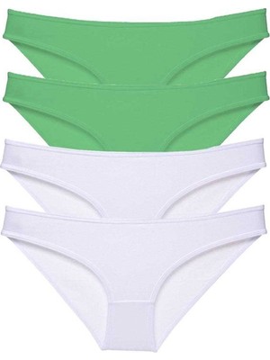 Royaleks 4 Adet Eko Set Likralı Kadın Slip Külot Yeşil Beyaz