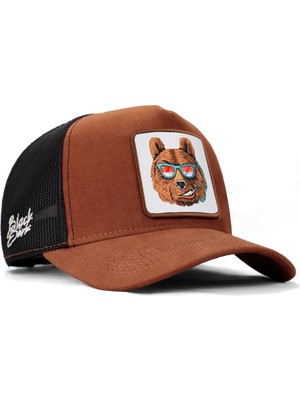 BlackBörk Ayı Logolu Camel-Siyah Trucker Şapka