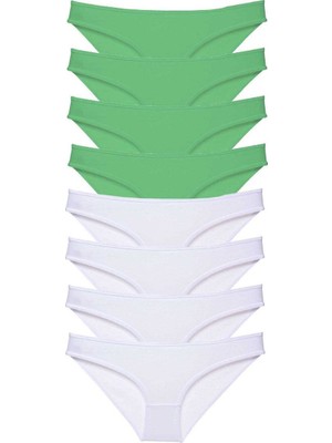 Royaleks 8 Adet Eko Set Likralı Kadın Slip Külot Yeşil Beyaz