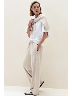 The White Company Organik Pamuk Slub Geniş Paça Kadın Pantolon