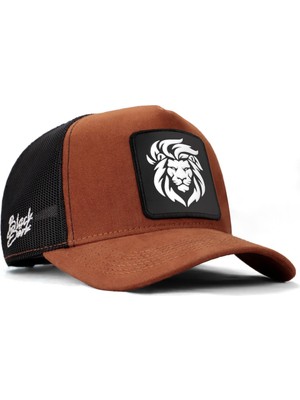 BlackBörk Aslan Logolu Camel-Siyah Trucker Şapka