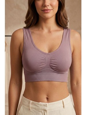 Fit Women Toparlayan Incelten Kalın Askılı Pedsiz Büstiyer Korsesi Seamless 5050 -Gül Kurusu